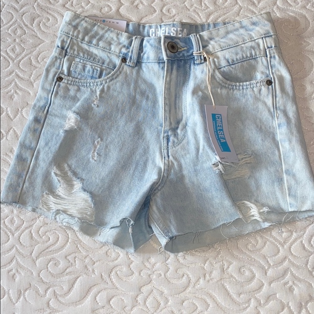 light blue jean shorts